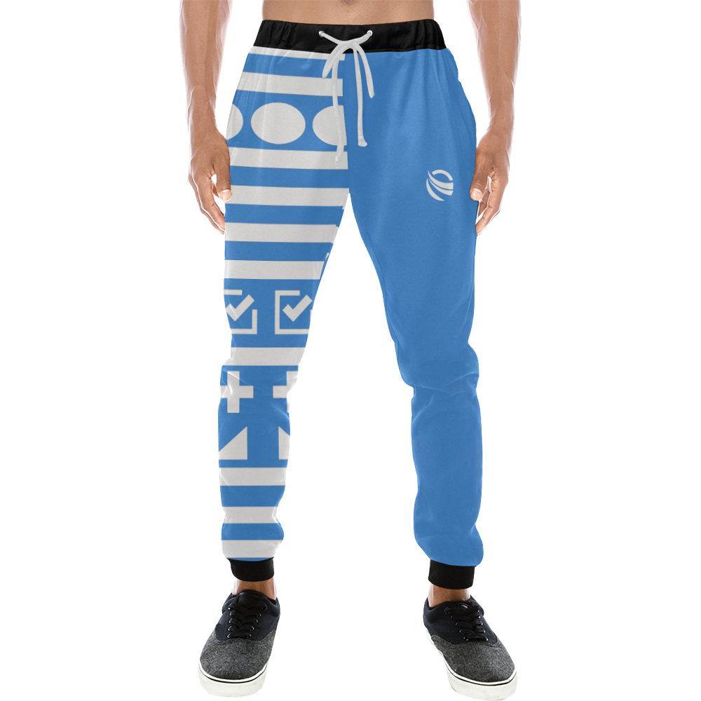 lamonki white patterned blue Men's All Over Print Sweatpants (Model L11)