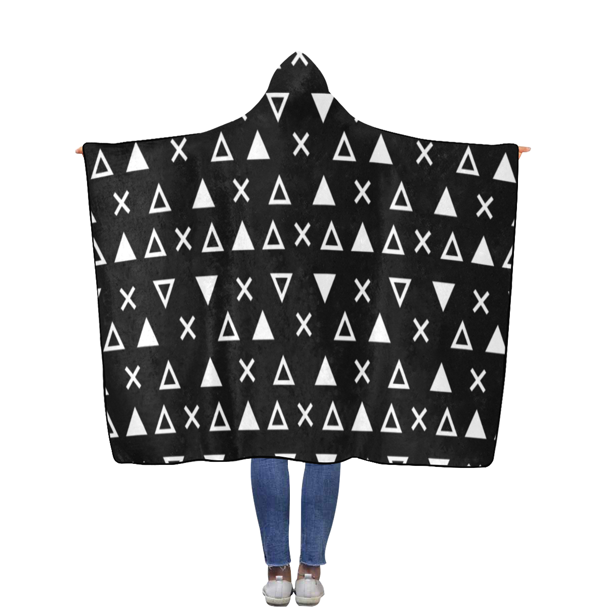 Geo Line Triangle Flannel Hooded Blanket 56''x80''