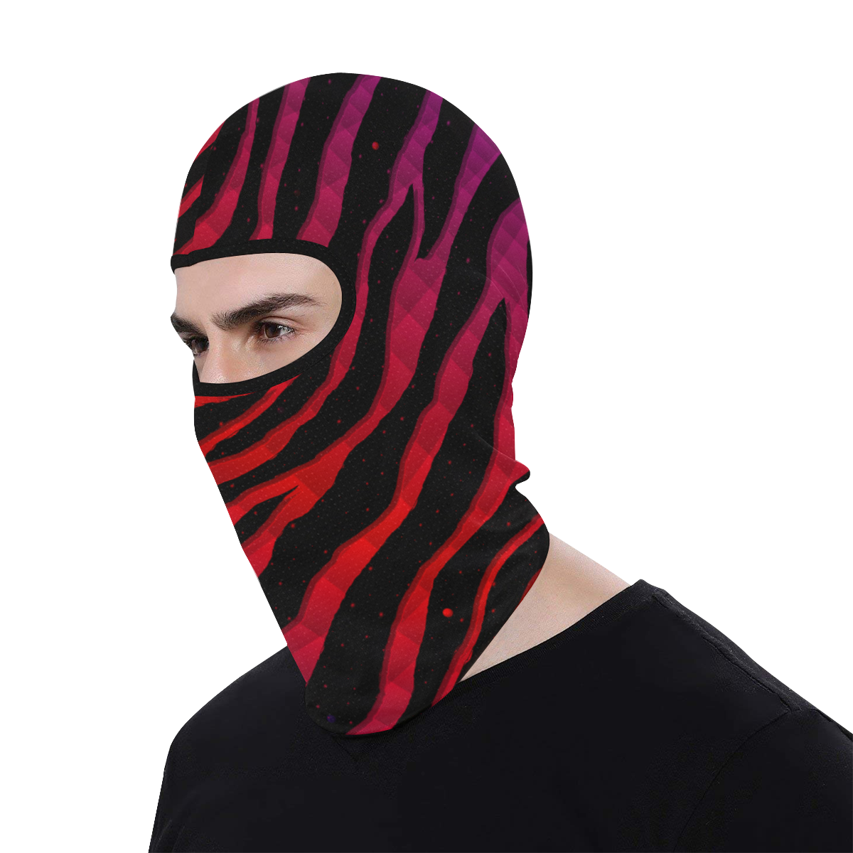 Ripped SpaceTime Stripes - Purple/Red All Over Print Balaclava