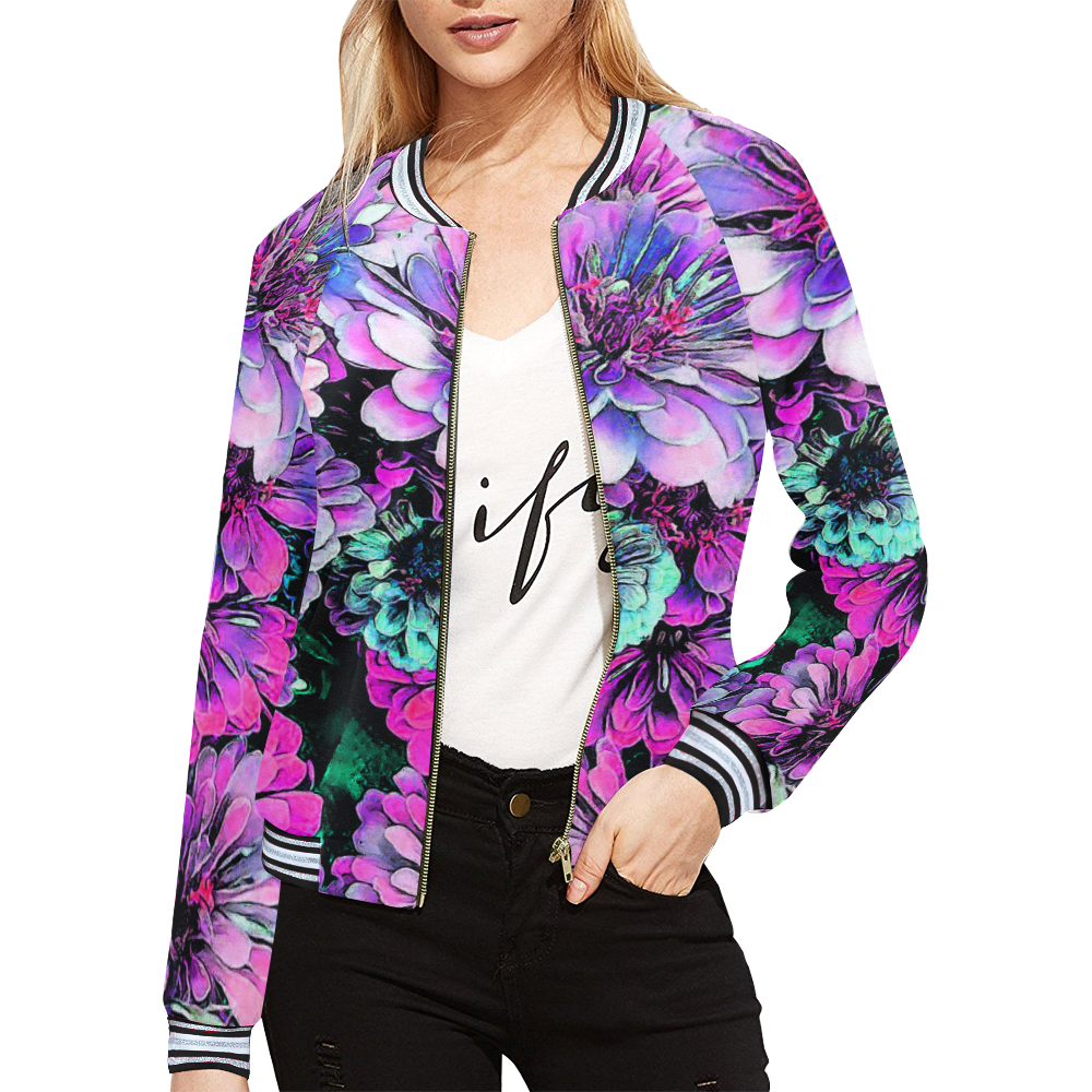 the beauty of wanting 4c2b All Over Print Bomber Jacket for Women (Model H21)