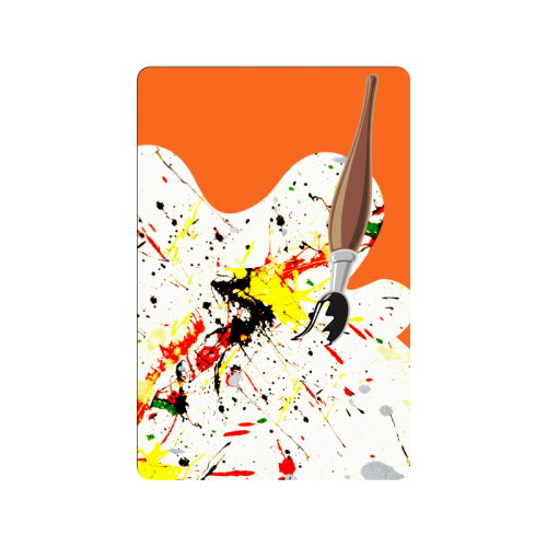 Paint Splatter with Artists Paint Brush on Orange Doormat 24"x16"