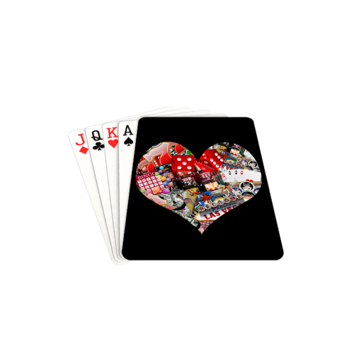 Heart Playing Card Shape - Las Vegas Icons on Black Playing Cards 2.5"x3.5"