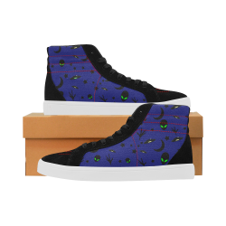 Alien Flying Saucers Stars Pattern on Blue Capricorn High Top Casual Shoes for Men (Model 037)