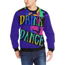 Break Dancing Colorful / Purple Men's Rib Cuff Crew Neck Sweatshirt (Model H34)