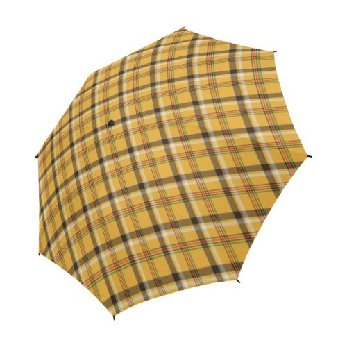 Yellow Tartan (Plaid) Semi-Automatic Foldable Umbrella (Model U05)