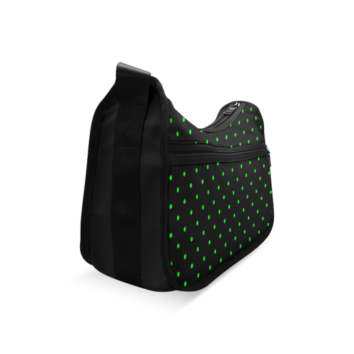 Green Polka Dots on Black Crossbody Bags (Model 1616)