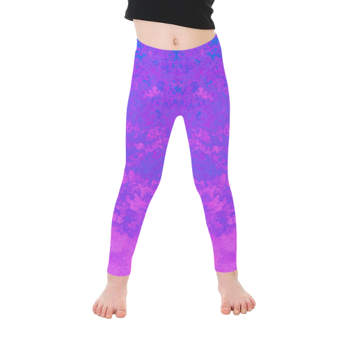 Blue/Purple/Pink Abstract Kid's Ankle Length Leggings (Model L06)