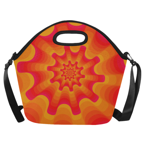 Orange red spiral Neoprene Lunch Bag/Large (Model 1669)