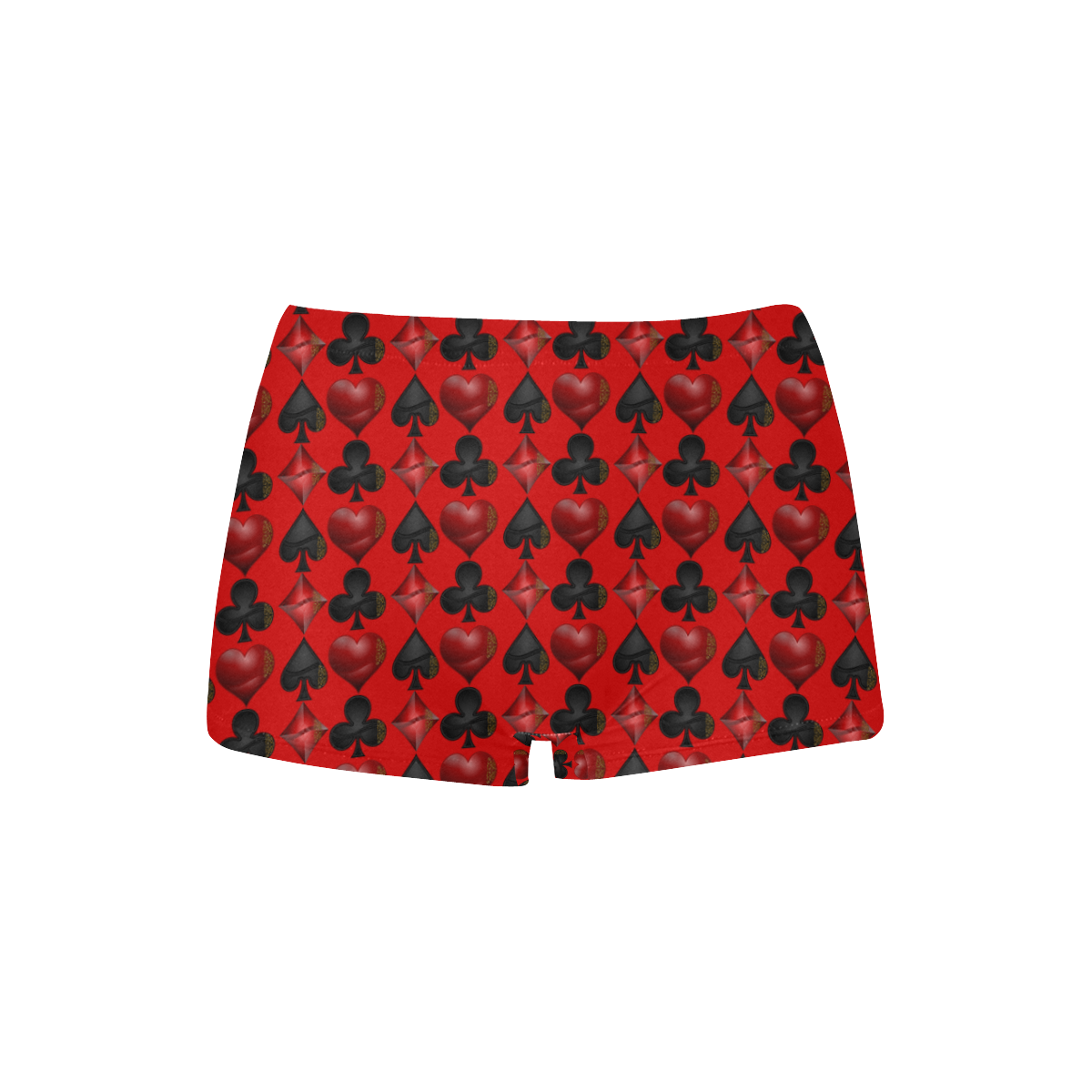 Las Vegas Black and Red Casino Poker Card Shapes on Red Women's All Over Print Boyshort Panties (Model L31)