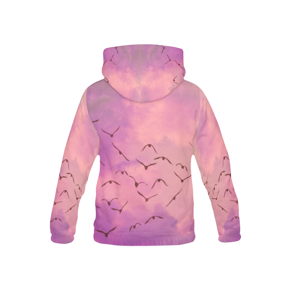 Trendy Birds, pink by JamColors All Over Print Hoodie for Kid (USA Size) (Model H13)