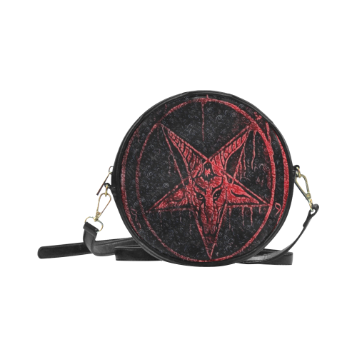 Baphomet Star Grunge Gothic Leather Round Sling Bag (Model 1647)