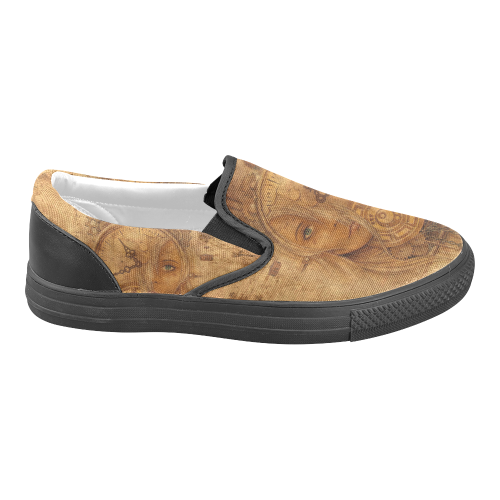 A Time Travel Of STEAMPUNK 1 Women's Unusual Slip-on Canvas Shoes (Model 019)