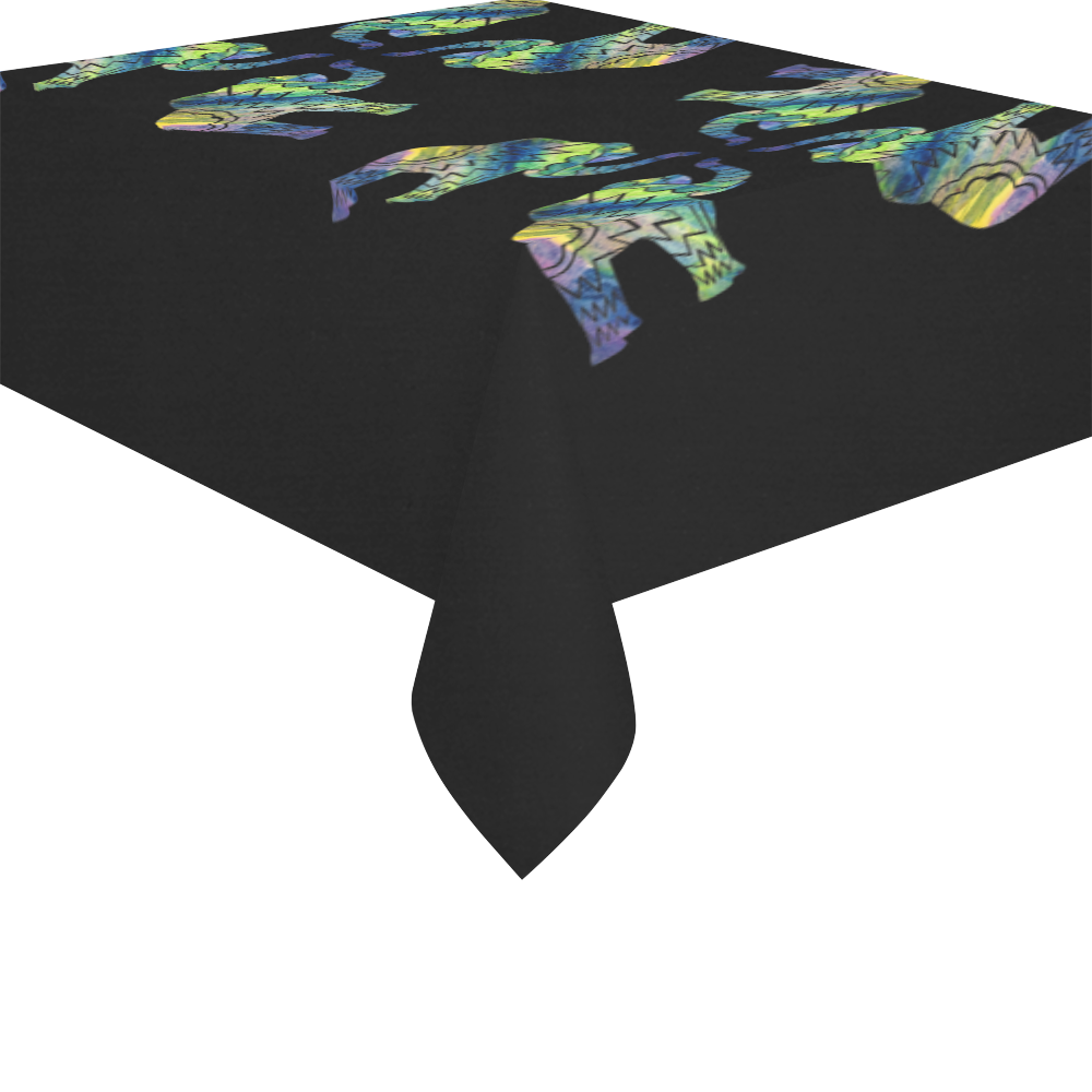 Patchwork Elephant Spiral 52x70 Tablecloth Cotton Linen Tablecloth 52"x 70"