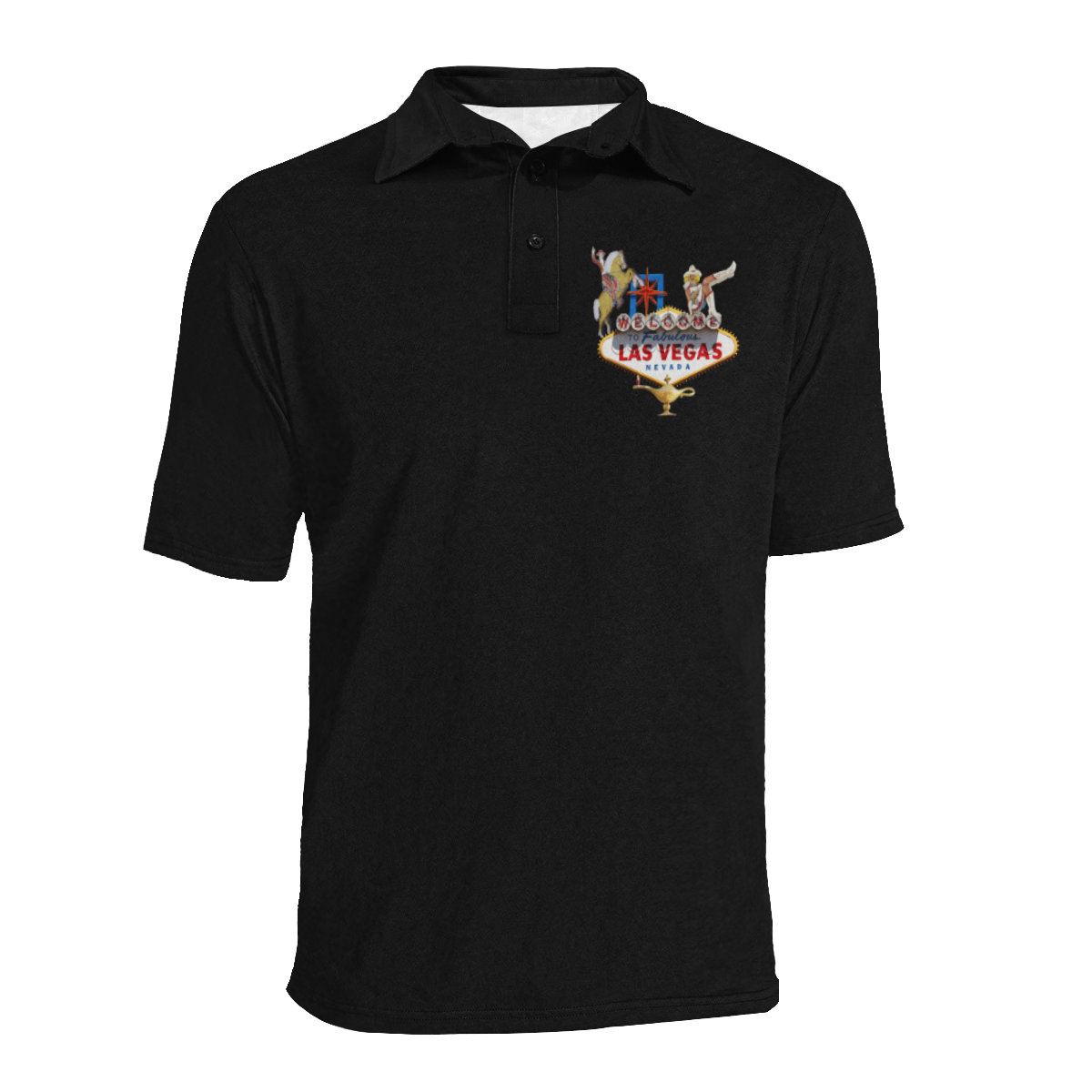 Las Vegas Welcome Sign / Black Men's All Over Print Polo Shirt (Model T55)