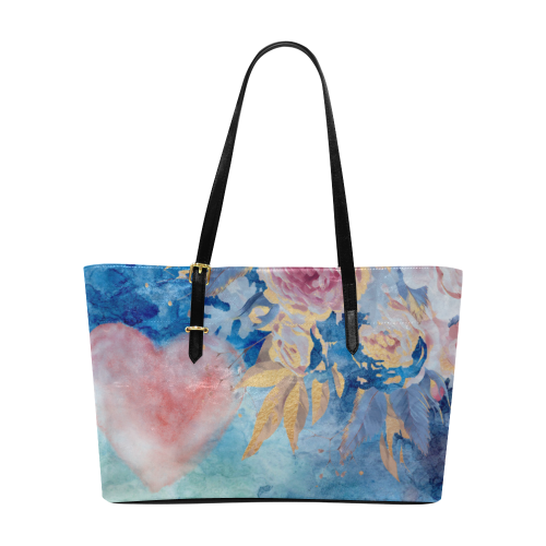 Heart and Flowers - Pink and Flowers Euramerican Tote Bag/Large (Model 1656)