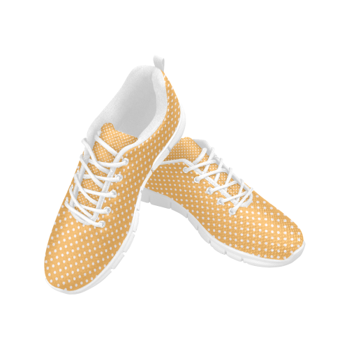 Yellow orange polka dots Women's Breathable Running Shoes/Large (Model 055)