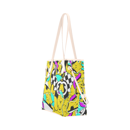 Shapes on a yellow background Clover Canvas Tote Bag (Model 1661)