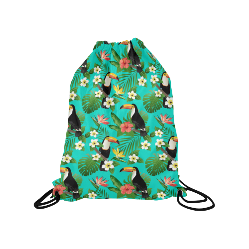 Tropical Summer Toucan Pattern Medium Drawstring Bag Model 1604 (Twin Sides) 13.8"(W) * 18.1"(H)