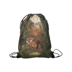 Awesome wolf in the night Medium Drawstring Bag Model 1604 (Twin Sides) 13.8"(W) * 18.1"(H)