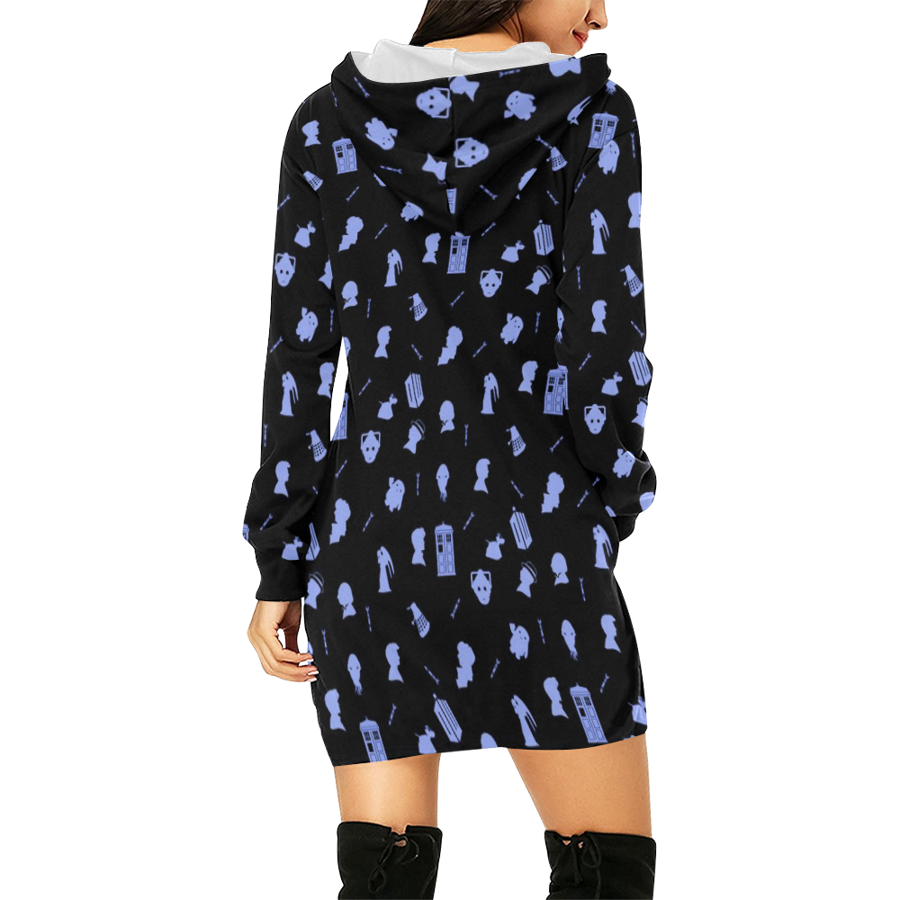Dr Who All Over Print Hoodie Mini Dress (Model H27)