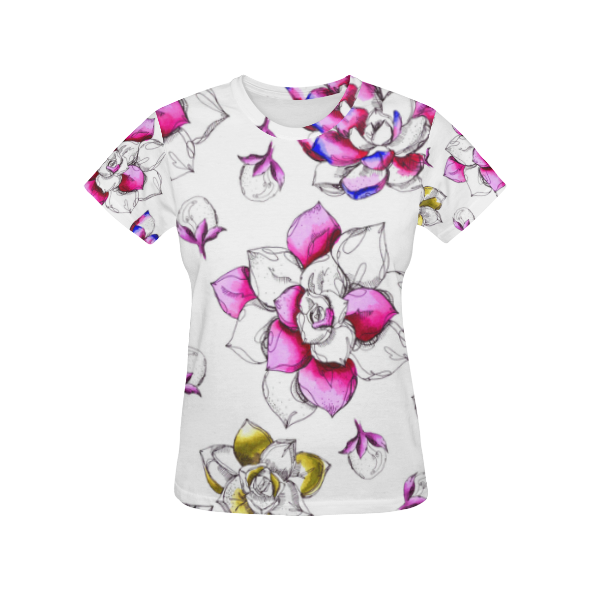 floral pink All Over Print T-Shirt for Women (USA Size) (Model T40)