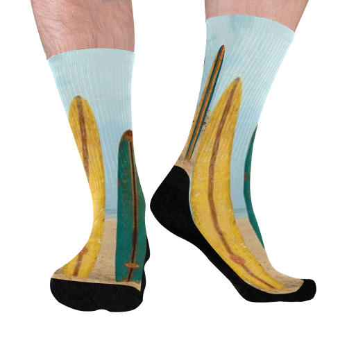 GONE SURFIN' RETRO Mid-Calf Socks (Black Sole)