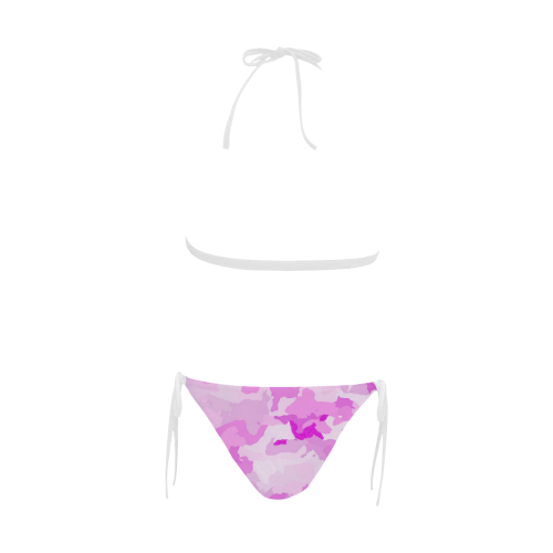 camouflage soft pink Buckle Front Halter Bikini Swimsuit (Model S08)