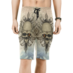 Creepy skull, vintage background Men's All Over Print Board Shorts (Model L16)
