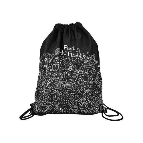 Picture Search Riddle - Find The Fish 2 Medium Drawstring Bag Model 1604 (Twin Sides) 13.8"(W) * 18.1"(H)