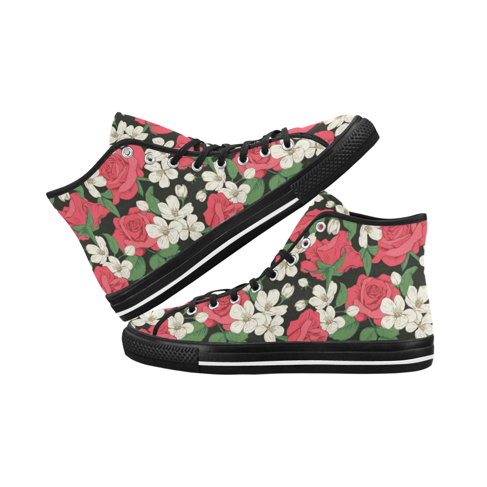 Pink, White and Black Floral Vancouver H Women's Canvas Shoes (1013-1)