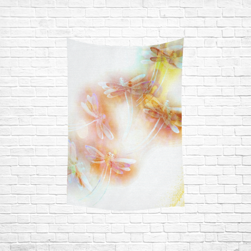 Watercolor dragonflies Cotton Linen Wall Tapestry 40"x 60"