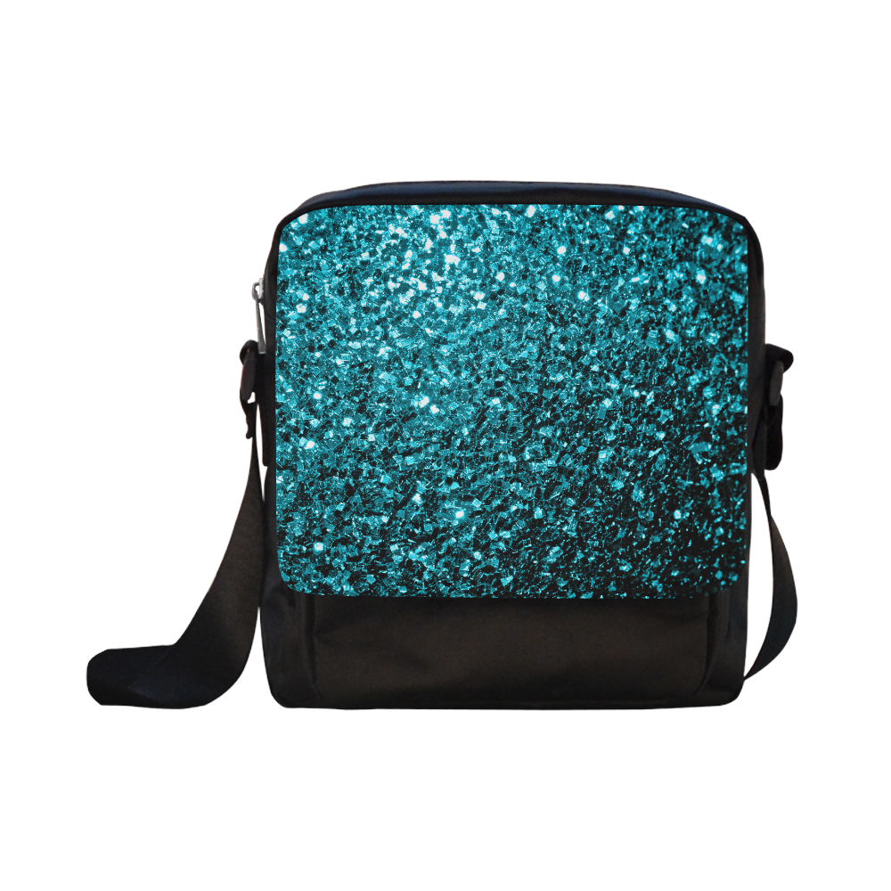 Beautiful Aqua blue glitter sparkles Crossbody Nylon Bags (Model 1633)