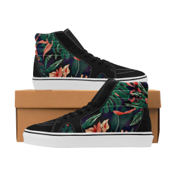Floral Sneaker Women's High Top Skateboarding Shoes/Large (Model E001-1)