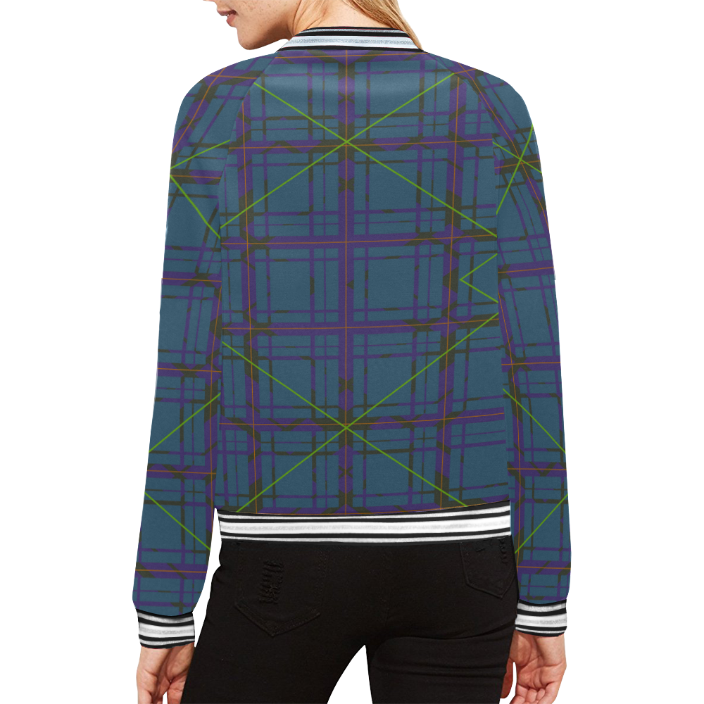 Neon plaid 80's style design All Over Print Bomber Jacket for Women (Model H21)