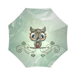 Cute little owl, diamonds Foldable Umbrella (Model U01)