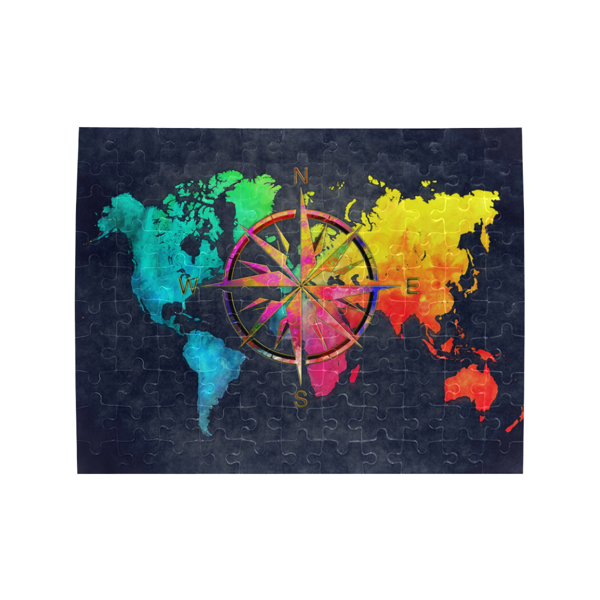 world map wind rose #map #worldmap Rectangle Jigsaw Puzzle (Set of 110 Pieces)