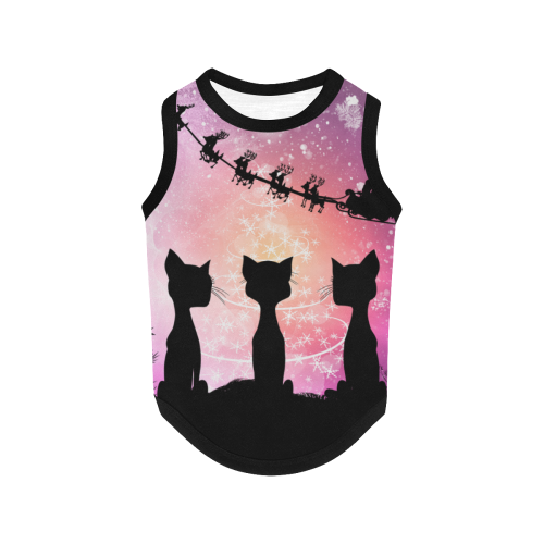 Cats looking to Santa Claus in the sky All Over Print Pet Tank Top