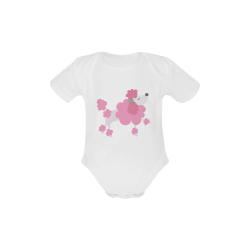 Pretty Pink Poodle White Baby Powder Organic Short Sleeve One Piece (Model T28)