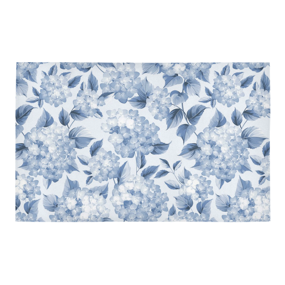 Blue and White Floral Pattern Bath Rug 20''x 32''