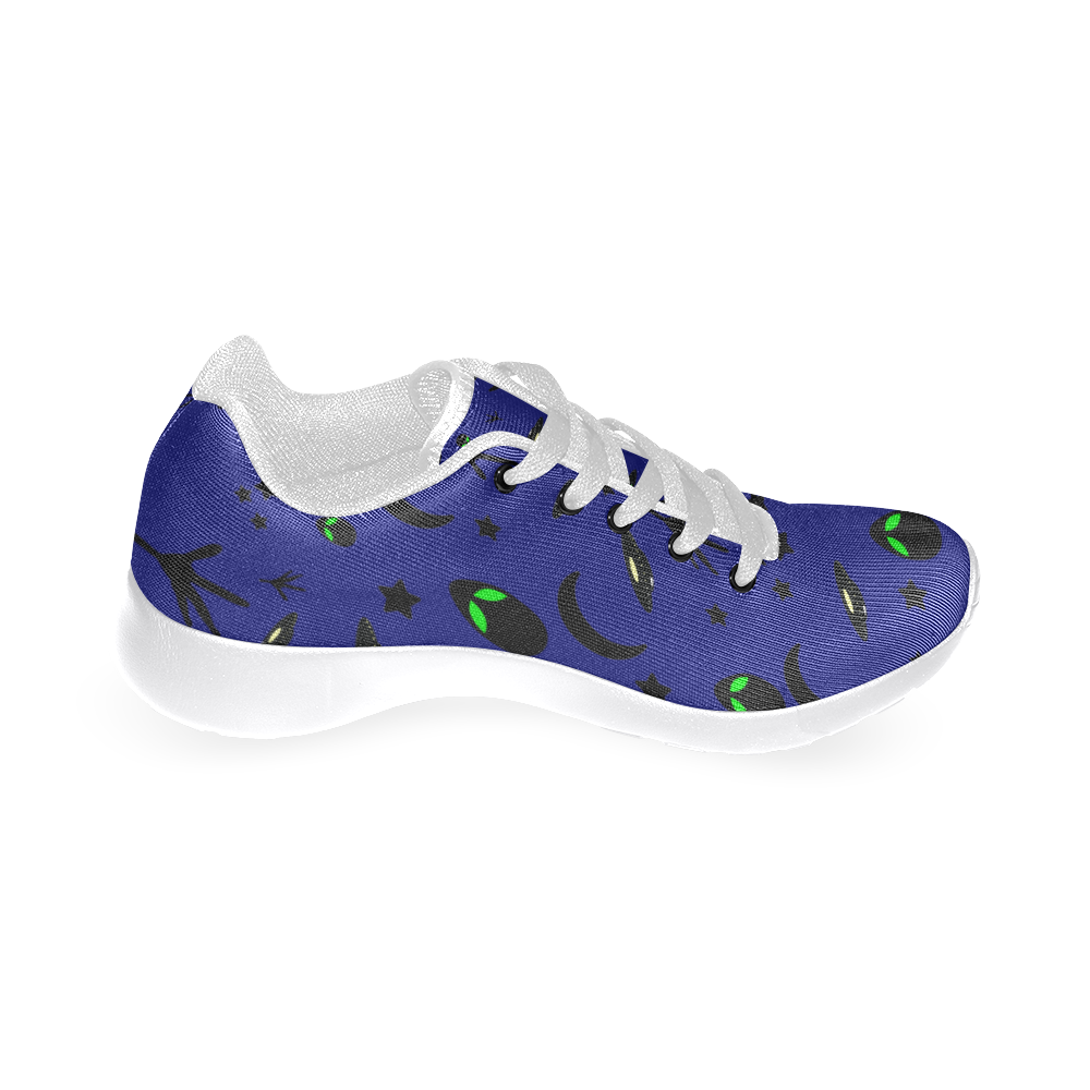 Alien Flying Saucers Stars Pattern (White Laces) Men’s Running Shoes (Model 020)
