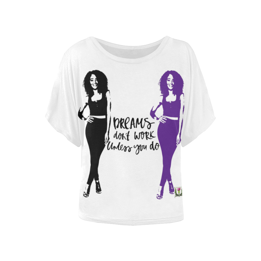 FD's Black Is Beautiful Collection- Dreams Don't Work Unless You Do Blouse 53086 Women's Batwing-Sleeved Blouse T shirt (Model T44)