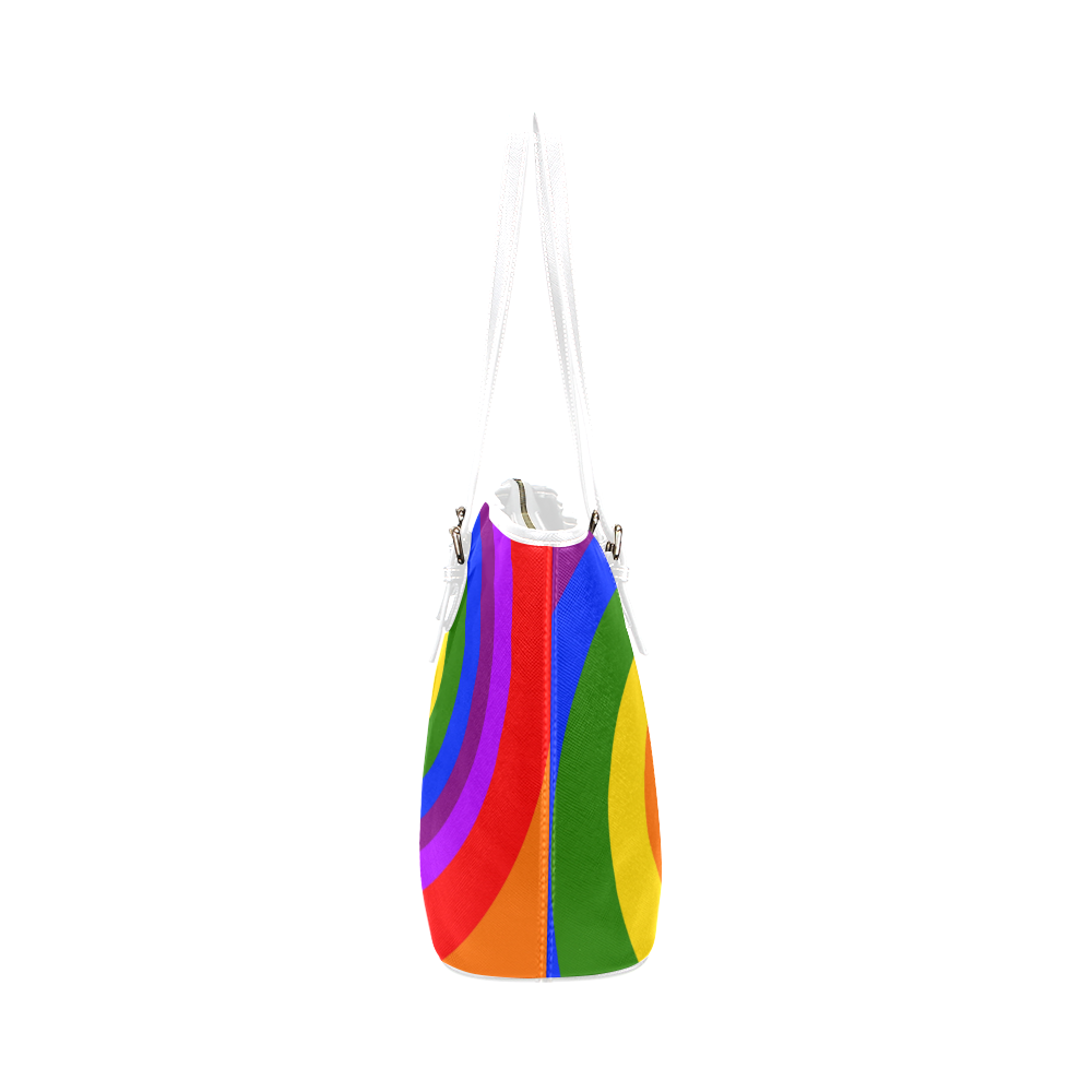 Rainbow Spiral Leather Tote Bag/Small (Model 1651)