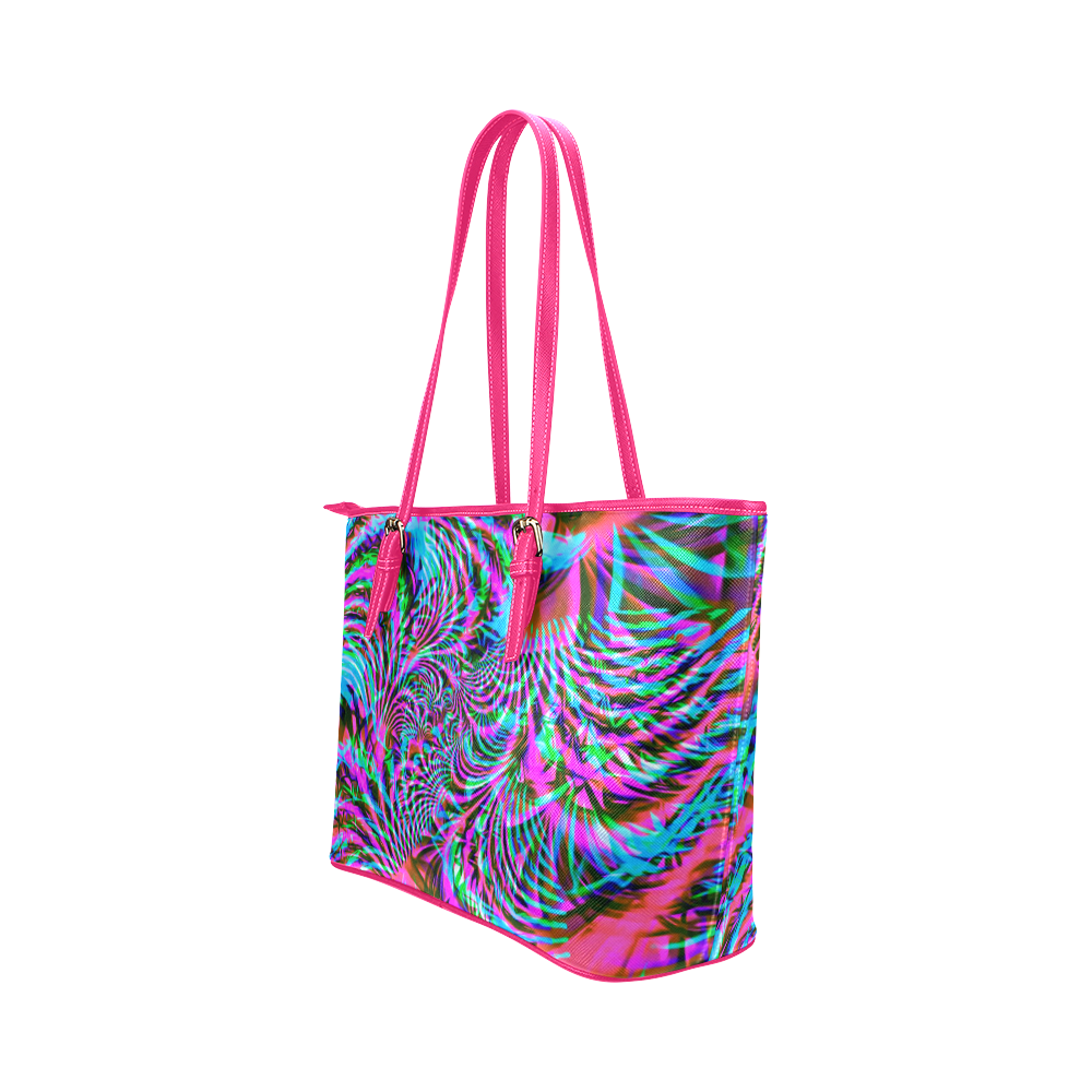 EDM Fractal Burst Leather Tote Bag/Small (Model 1651)