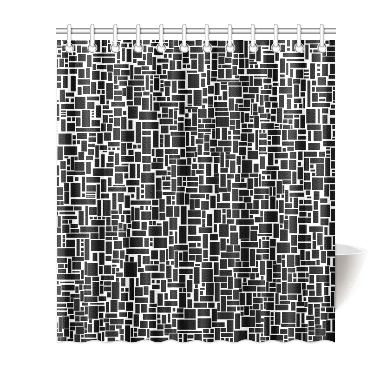 BLACK AND WHITE BOX PATTERN Shower Curtain 66"x72"