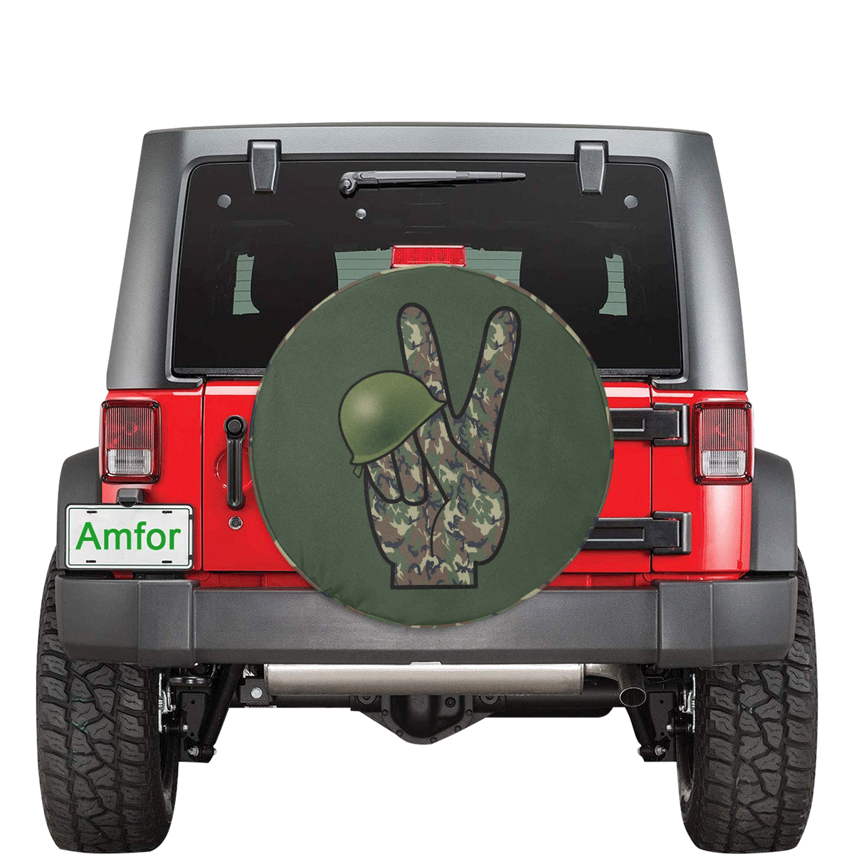 Forest Camouflage Peace Sign 32 Inch Spare Tire Cover