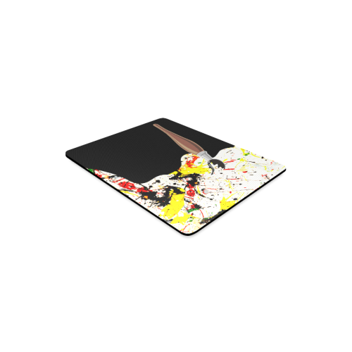 Paint Splatter with Artists Paint Brush on Black Rectangle Mousepad