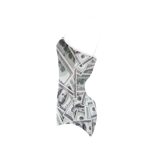 Cash Money / Hundred Dollar Bills  White Strap Strap Swimsuit ( Model S05)