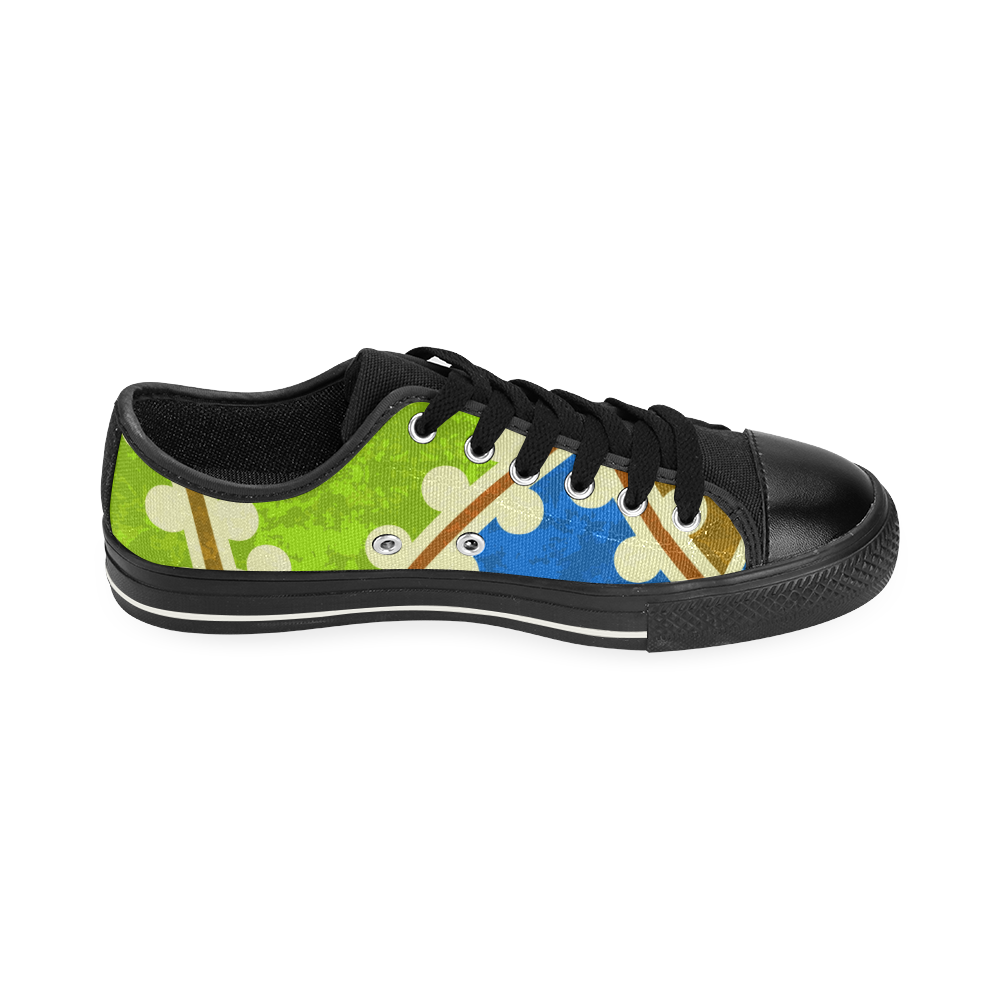 Left Me In Stitches - Green Men's Classic Canvas Shoes (Model 018)