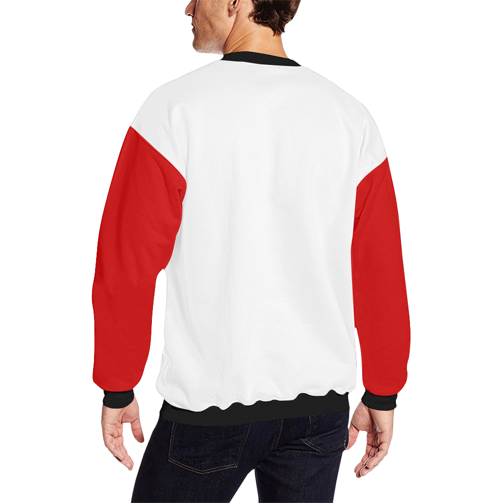PACE Mens Sweatshirt White/red Men's Oversized Fleece Crew Sweatshirt/Large Size(Model H18)