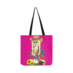 Cowgirl Sugar Skull Pink Reusable Shopping Bag Model 1660 (Two sides)